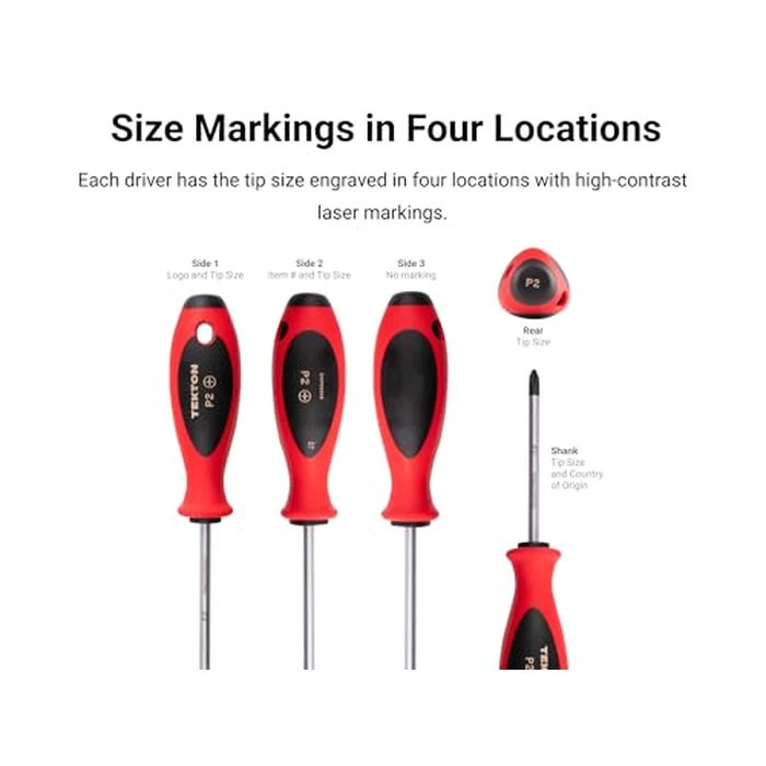 TEKTON Phillips and Slotted Screwdriver Set with Modular Organizers - 4 Inch Shanks, 10-Piece (#0 - #3, 3-8 mm) | DWZ90106 by TEKTON - Image 4