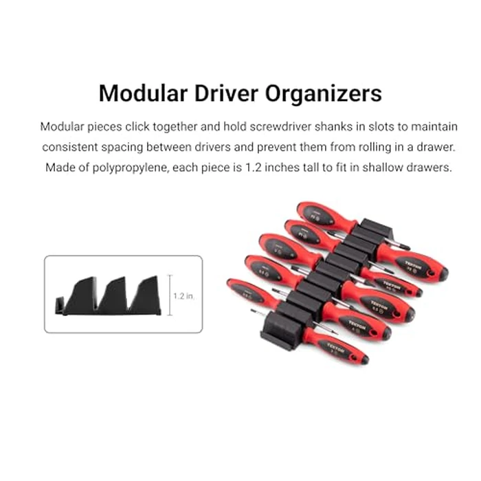 TEKTON Phillips and Slotted Screwdriver Set with Modular Organizers - 4 Inch Shanks, 10-Piece (#0 - #3, 3-8 mm) | DWZ90106 by TEKTON - Image 7