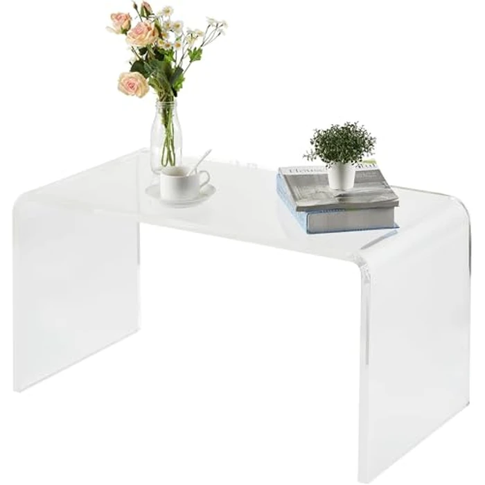 Garvee u-Shaped Clear Acrylic Coffee Table - Modern Transparent Side Table for Living Room & Courtyard, 32"x 15.8"x 16.3" by Garvee - Image 1
