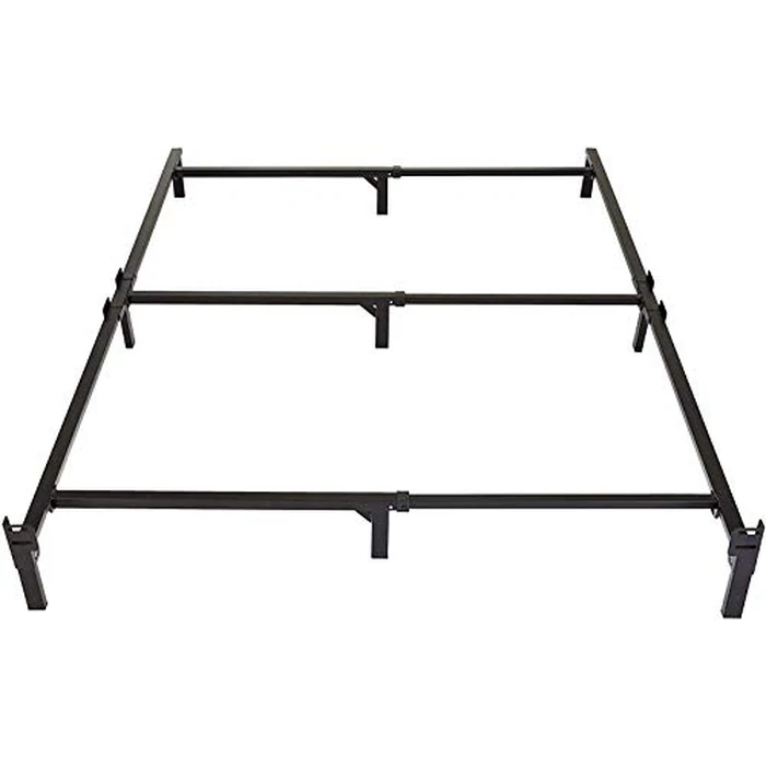Amazon Basics Metal Bed Frame for King Size Box Spring and Mattress, 9-Leg Base, Tool-Free Easy Assembly, Black, 79.5" L x 76" W x 7" H by Amazon Basics - Used - Acceptable condition - CA$46.20