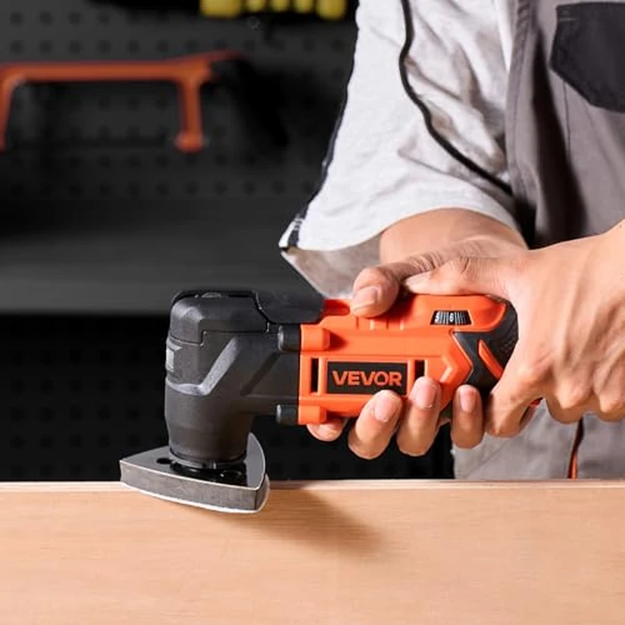 VEVOR Cordless Oscillating Tool, 20V Multitool Oscillating Tool with 6 Variable Speeds 8500-17000 OPM, 3.2 degrees Oscillation Angle, 8PCS Saw Accessories & LED Work Light (Battery Pack Not Included) by VEVOR - Image 2