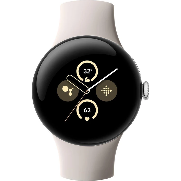 Google Pixel Watch 2 (Bluetooth + LTE) - 32GB - 1.2 inch - Polished Silver Aluminum Case with Porcelain Fluoroelastomer Active Band by Google - Refurbished - Good condition - US$98.44