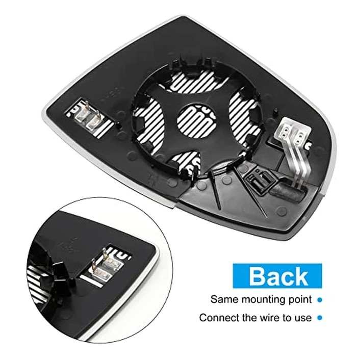 VIKKSAER CM5Z-17K707-G Passenger Right Side Heated Mirror Glass, Replacement for Ford Focus Side Mirror Glass 2012-2018, Side View Heated Convex Mirror Glass with Rear Holder by VIKKSAER - Image 3