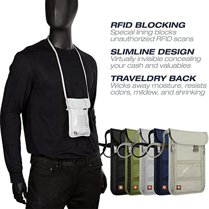 Lewis N. Clark Stash Neck Travel Wallet, RFID Blocking Passport Holder, Protect Personal Information, Slate by Lewis N. Clark - Image 4