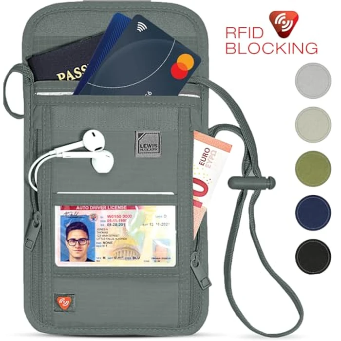 Lewis N. Clark Stash Neck Travel Wallet, RFID Blocking Passport Holder, Protect Personal Information, Slate by Lewis N. Clark - Image 8