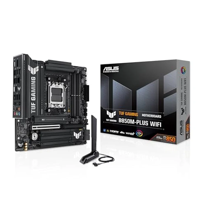 ASUS TUF Gaming B850M-PLUS WiFi AMD AM5 B850 mATX Motherboard, 14+2+1 80A DrMOS Stages, DDR5, PCIe 5.0, 3X M.2, Wi-Fi 6E, 2.5Gb LAN, DP, HDMI(TM), USB 10Gbps & 20Gbps Type-C(R), BIOS Flashback(TM), Aura Sync by ASUS - Used - Acceptable condition - US$104.87