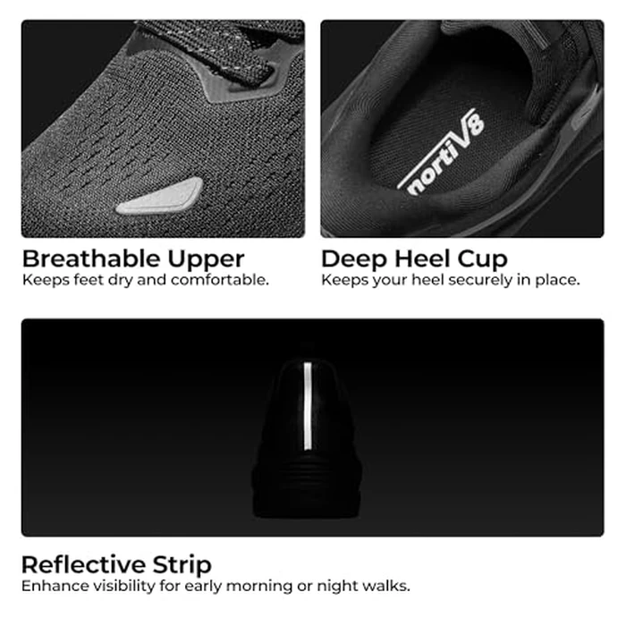 NORTIV 8 Women's Slip On Walking Shoes Cushioning Hands Free Non-Slip Breathable Comfortable Workout Running Tennis Gym Athletic ActiveBreeze Fashion Sneakers,Size 6.5,All Black,SNRS24007W-L by NORTIV 8 - Image 8