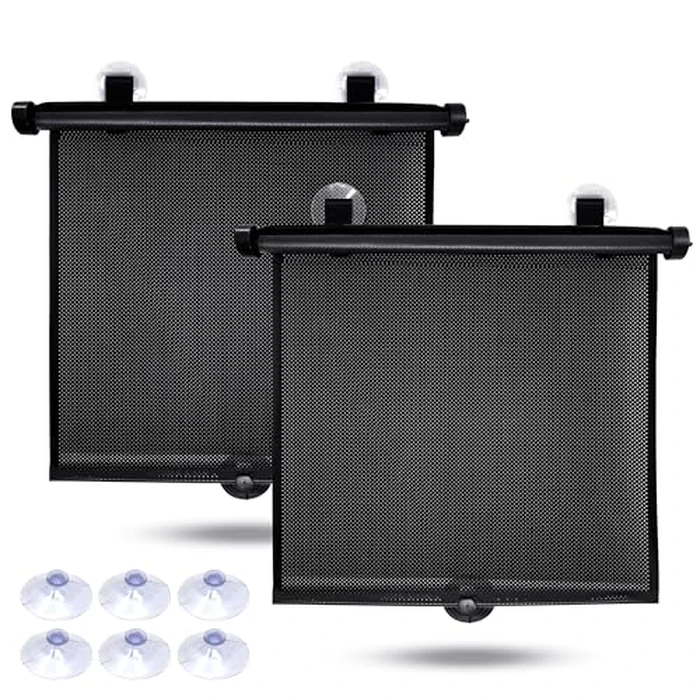 EcoNour Car Window Shades for Baby (2 Pack) - Upgraded | Car Shades for Side Window | Comes with Enhanced Suction Cups & Large Clips for Durability | Baby Car Accessories (18" x 20") by EcoNour - Used - Acceptable condition