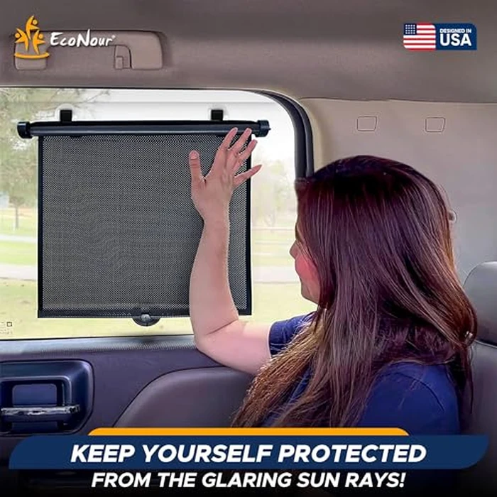 EcoNour Car Window Shades for Baby (2 Pack) - Upgraded | Car Shades for Side Window | Comes with Enhanced Suction Cups & Large Clips for Durability | Baby Car Accessories (18" x 20") by EcoNour - Image 2