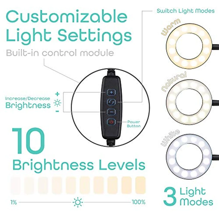 Aduro U-Stream Ring Light with Stand Tripod, 10" Selfie Ring Light for iPhone with Tripod & Phone Holder for Live Video Selfie Recording Kit by Aduro - Image 4