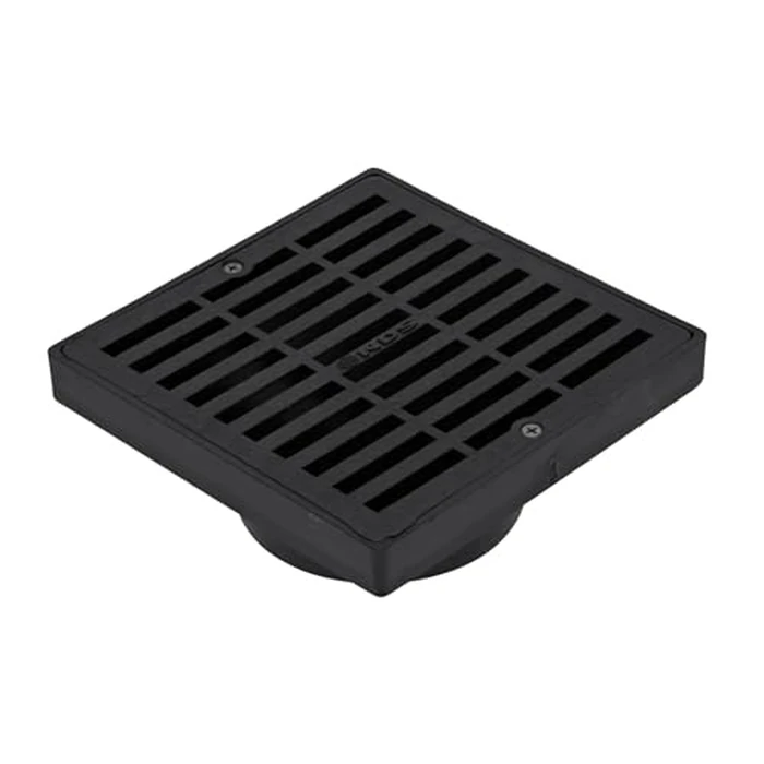 NDS 640 6-Inch Square Grate with Low-Profile Adapter Drain, Connects to 3-Inch and 4-Inch Drain Pipes and Fittings, for Small Lawns, Landscaping and Patios, Plastic, Black by NDS - Used - Acceptable condition - US$13.32