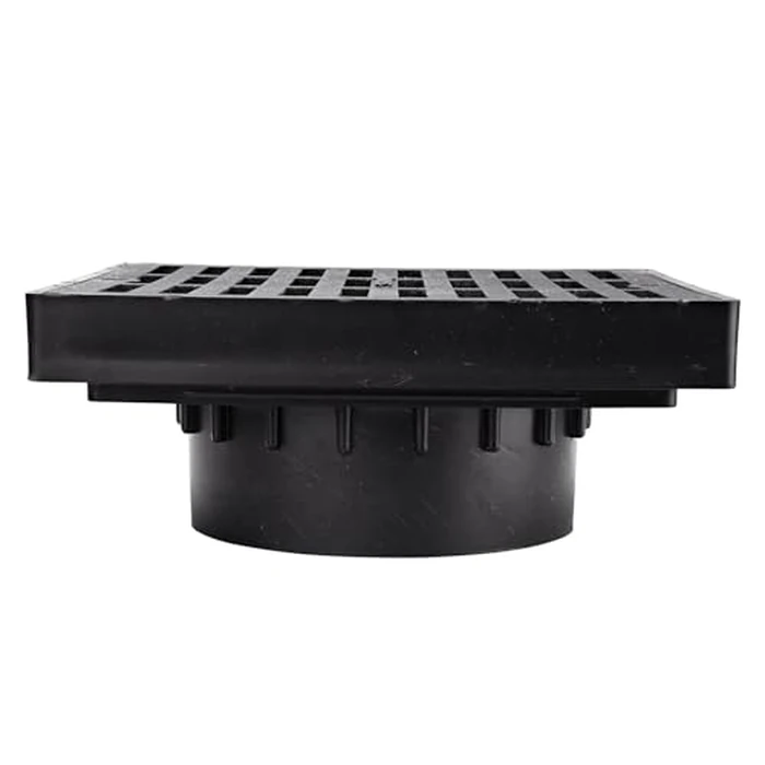 NDS 640 6-Inch Square Grate with Low-Profile Adapter Drain, Connects to 3-Inch and 4-Inch Drain Pipes and Fittings, for Small Lawns, Landscaping and Patios, Plastic, Black by NDS - Image 4