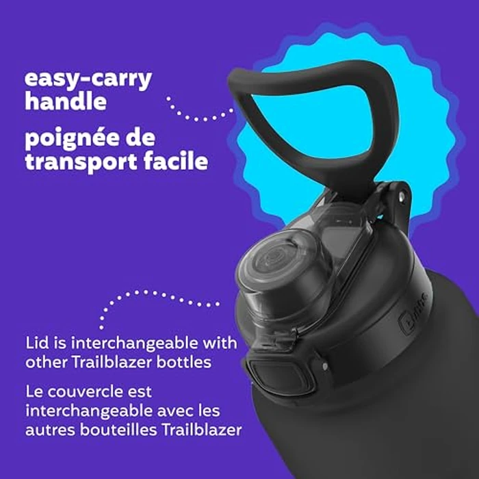 bubba Trailblazer Stainless Steel Water Bottle with Push Button Lid, 40 oz (1.18 L), Vacuum-Insulated, Rubberized Licorice by bubba - Image 5