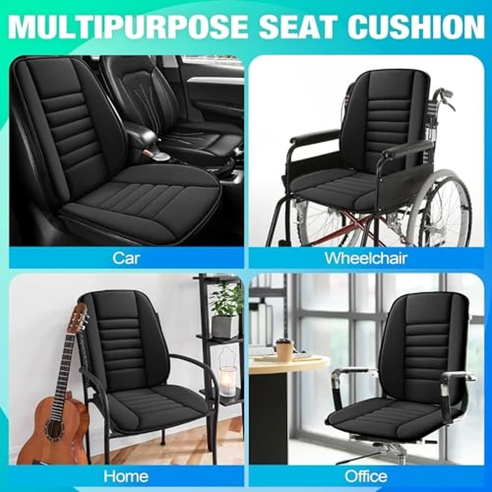 Car Seat Cushion and Lumbar Support Pillow Memory Foam Desk Chair Cushion Back Support for Automotive Seat Driver, Travel, Office Chair, Leg and Back Pain Relief, Washable and Adjustable Strap, Black by MYFAMIREA - Image 5