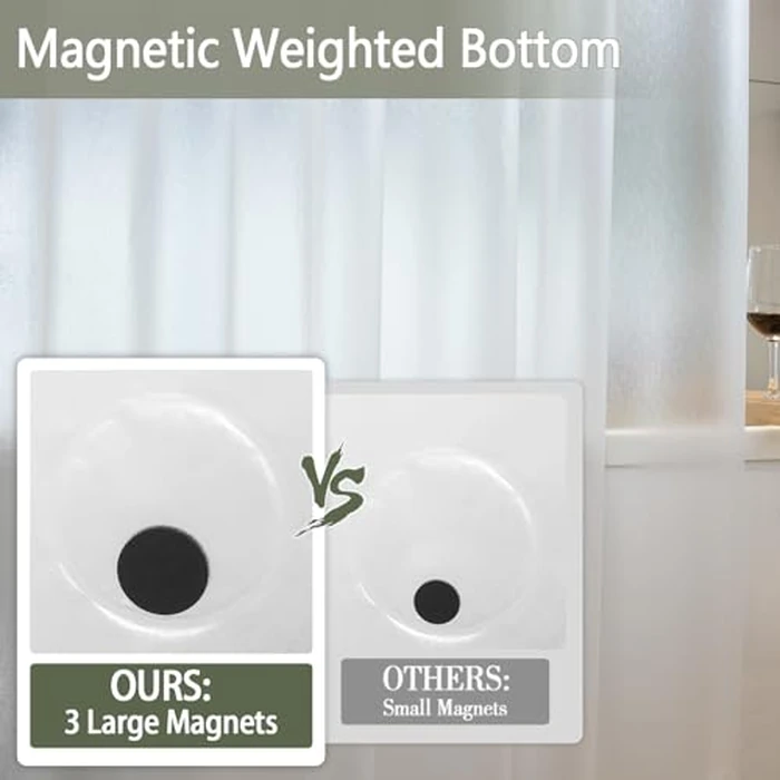 Seenus Bathroom Frosted Shower Curtain Liner with 3 Large Magnets, 60 x 72 inch Bpa-Free PEVA 9G Stall Shower Curtain or Liner, Waterproof Plastic Shower Liner Mildew Resistant by Seenus - Image 4