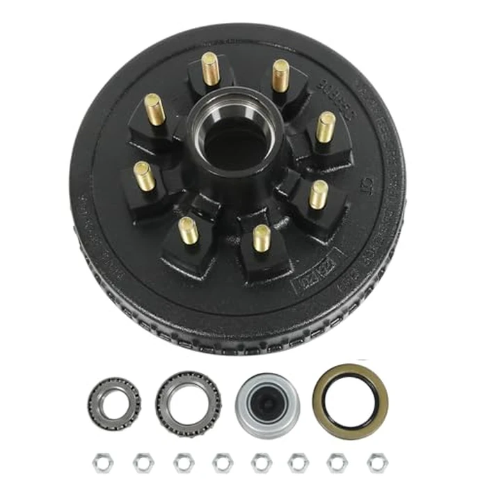 RALZAOTO 12" X 2" Trailer Brake Drum Kit 8 on 6.5" B.C. for 7000lbs Axles, 25580/14125A Trailer Brake Hub Drum Assembly with 9/16" Studs- 22050k 008-219-04 by RALZAOTO - Used - Very Good condition