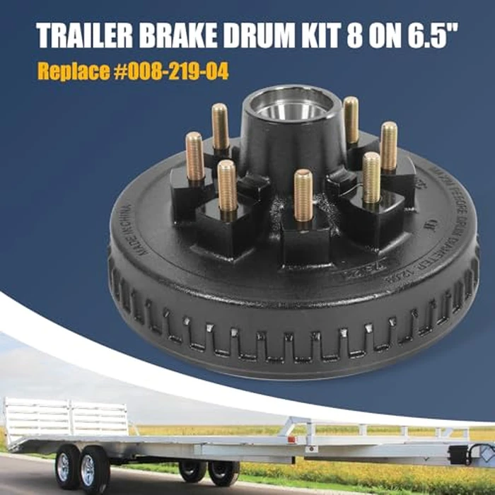 RALZAOTO 12" X 2" Trailer Brake Drum Kit 8 on 6.5" B.C. for 7000lbs Axles, 25580/14125A Trailer Brake Hub Drum Assembly with 9/16" Studs- 22050k 008-219-04 by RALZAOTO - Image 3