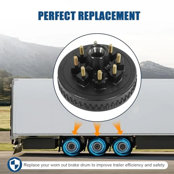 RALZAOTO 12" X 2" Trailer Brake Drum Kit 8 on 6.5" B.C. for 7000lbs Axles, 25580/14125A Trailer Brake Hub Drum Assembly with 9/16" Studs- 22050k 008-219-04 by RALZAOTO - Image 5