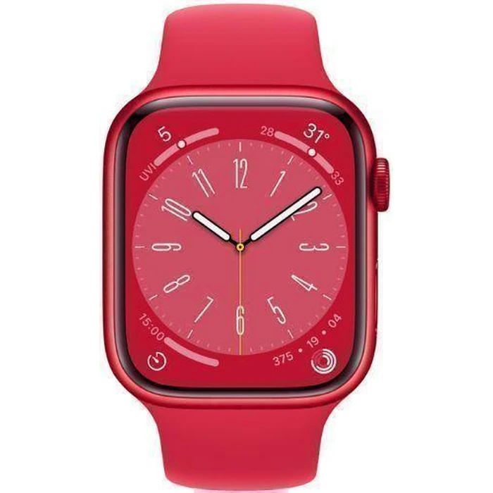Apple Watch Series 8 (GPS) - 32GB - 45mm - Red Aluminum Case with Red Rubber Sport Band by Apple - Image 1