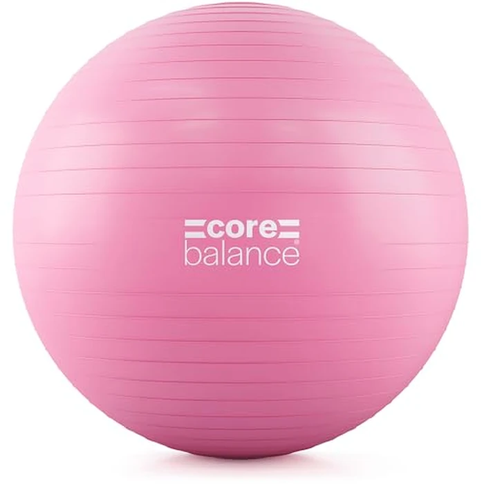 Core Balance Exercise Ball for Workouts, Anti-Burst and Slip Resistant, Swiss Yoga Ball for Pregnancy, Stability, Fitness and Physical Therapy, 4 Sizes, with Pump (25" / 65cm Pink) by Core Balance - Used - Like New condition - US$19.05