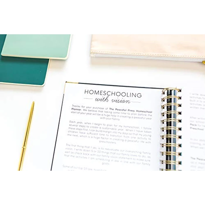 The Homeschool Planner: Beautiful and Undated with Monthly Tabs | To Do List, Goals, Meal Planning & Academic Tools | Homeschooling, Distance Learning & Family Organizer | Gold Spiral by Paper Peony Press - Image 2