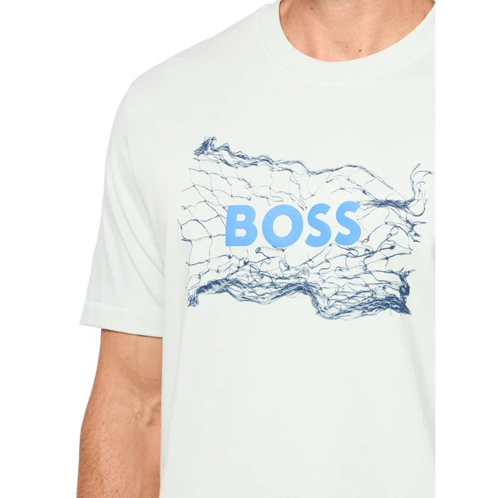 BOSS, Big Logo Chain Cotton T-Shirt, Open Air Blue, L by BOSS - Image 3
