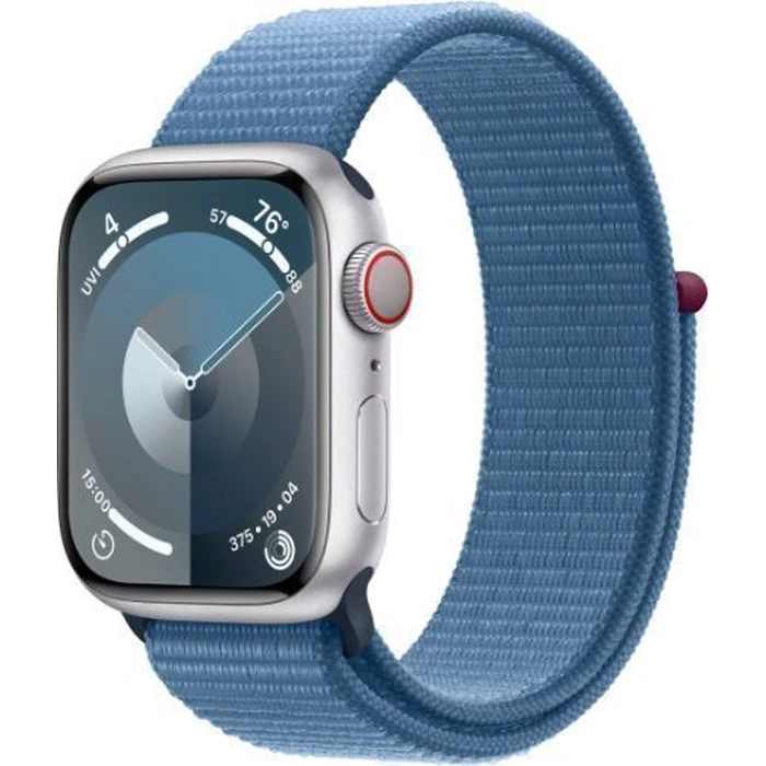 Apple Watch Series 9 (Cellular + GPS) - 64GB - 45mm - Silver Aluminum Case with Winter Blue Textile Sport Loop - One Size by Apple - Image 2