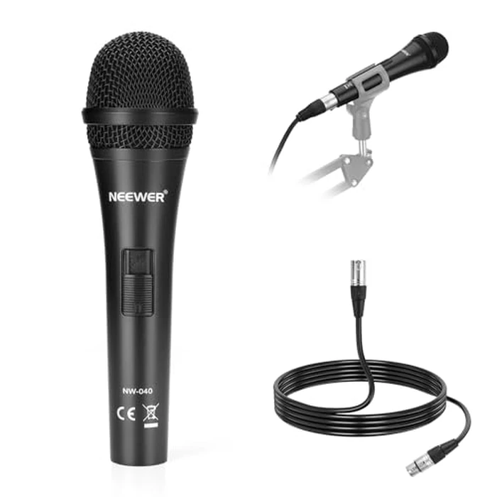 NEEWER NW-040 Cardioid Dynamic Microphone with XLR Cable, Rigid Metal Housing, Unidirectional Pickup Mic for Musical Instruments Voice Public Speech Podcast Singing PC Gaming Streaming Studio, Black by NEEWER - Image 1