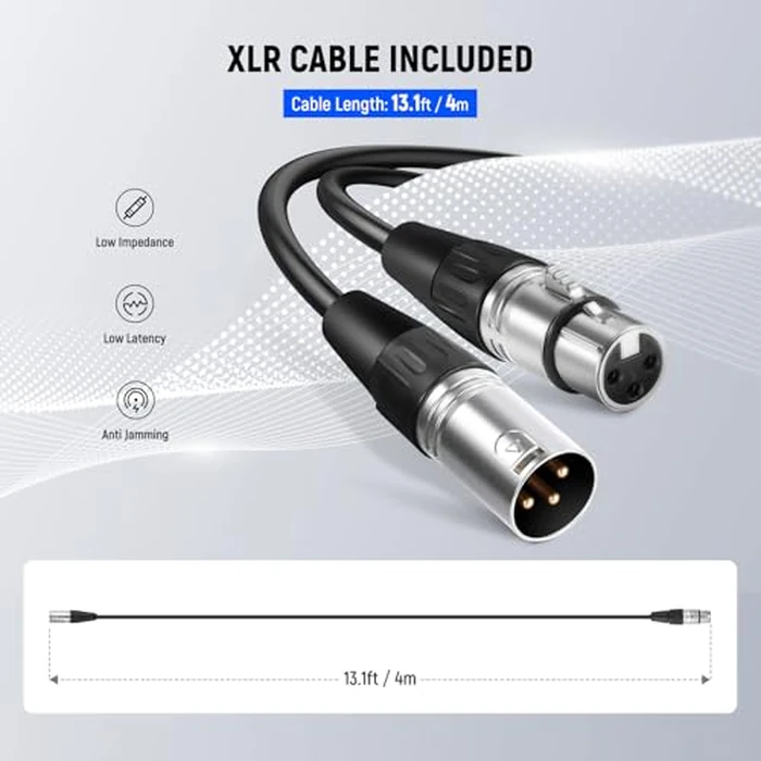 NEEWER NW-040 Cardioid Dynamic Microphone with XLR Cable, Rigid Metal Housing, Unidirectional Pickup Mic for Musical Instruments Voice Public Speech Podcast Singing PC Gaming Streaming Studio, Black by NEEWER - Image 6