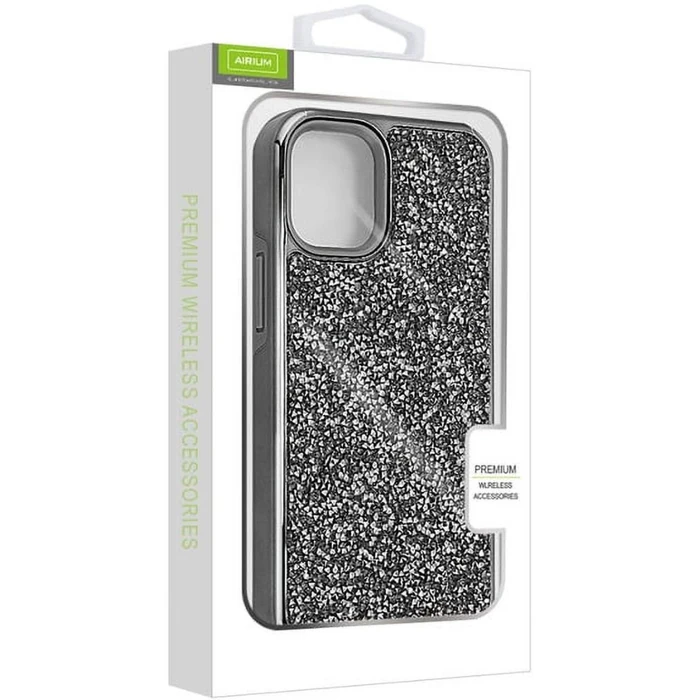 MyBat Airium Encrusted Rhinestones Hybrid Phone Case for iPhone 12 Mini - Electroplated Gun Metal - Brand New by MyBat - Image 7