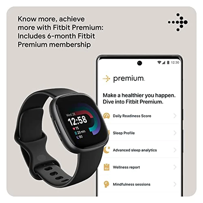 Google Fitbit Versa 4 Fitness Smart Watch for Men and Women with Daily Readiness, Gps, 24/7 Heart Rate, 40+ Exercise Modes, Sleep Tracking and More, Black/graphite, One Size (S and L Bands Included by Fitbit - Image 6