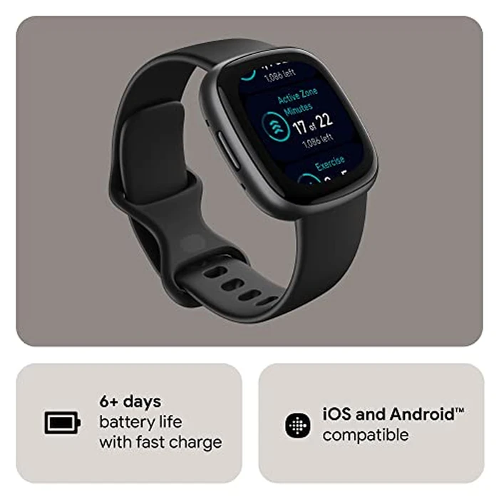 Google Fitbit Versa 4 Fitness Smart Watch for Men and Women with Daily Readiness, Gps, 24/7 Heart Rate, 40+ Exercise Modes, Sleep Tracking and More, Black/graphite, One Size (S and L Bands Included by Fitbit - Image 7