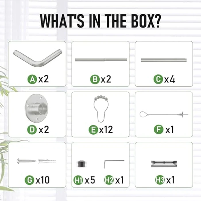 U Shaped Shower Curtain Rod, [Both Sides: 23"-52", Middle: 31"-46.5"] Adjustable U Shape Shower Rod White Outdoor Corner Curtain Pole for Bathroom Bathtub with Ceiling Support & 12 Hooks by Enicvegw - Image 9