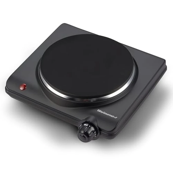 Elite Gourmet Countertop Electric Burner, 1000W Cast Iron Hot Plate, 7 Heat Settings, Portable Cooktop for RV, Dorm, Office & Small Kitchens, Road-Ready & Compact by Elite Gourmet - Image 1
