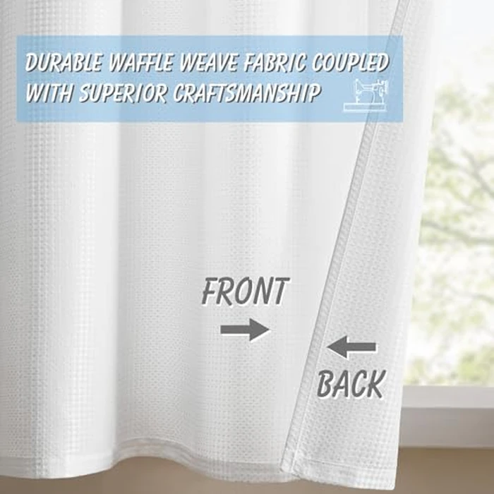 Home Queen White Waffle Bathroom Window Curtains, Water Repellent Rod Pocket Kitchen Drapes for Small Window, 2 Panels, 24 W X 36 L Inch Each by Home Queen - Image 5