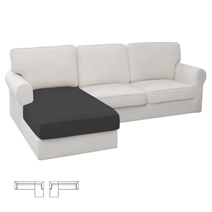 Easy-Going Stretch Cushion Cover for L Shape Chaise Lounge Sofa Separate Cushion Couch Chaise Cover for Both Left/Right Sectional Couch (1 Piece Chaise, Dark Gray) by Easy-Going - Used - Very Good condition