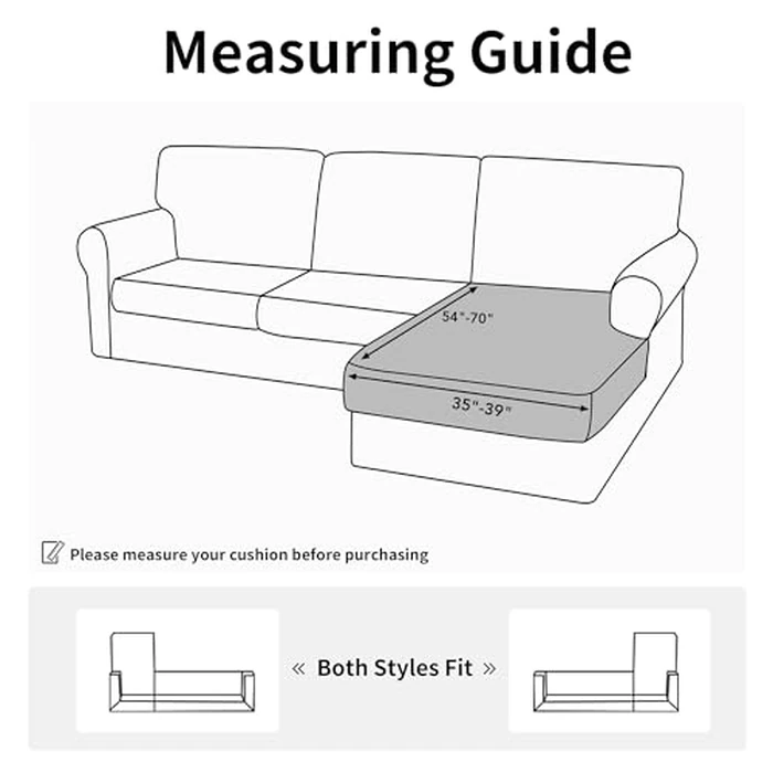Easy-Going Stretch Cushion Cover for L Shape Chaise Lounge Sofa Separate Cushion Couch Chaise Cover for Both Left/Right Sectional Couch (1 Piece Chaise, Dark Gray) by Easy-Going - Image 5