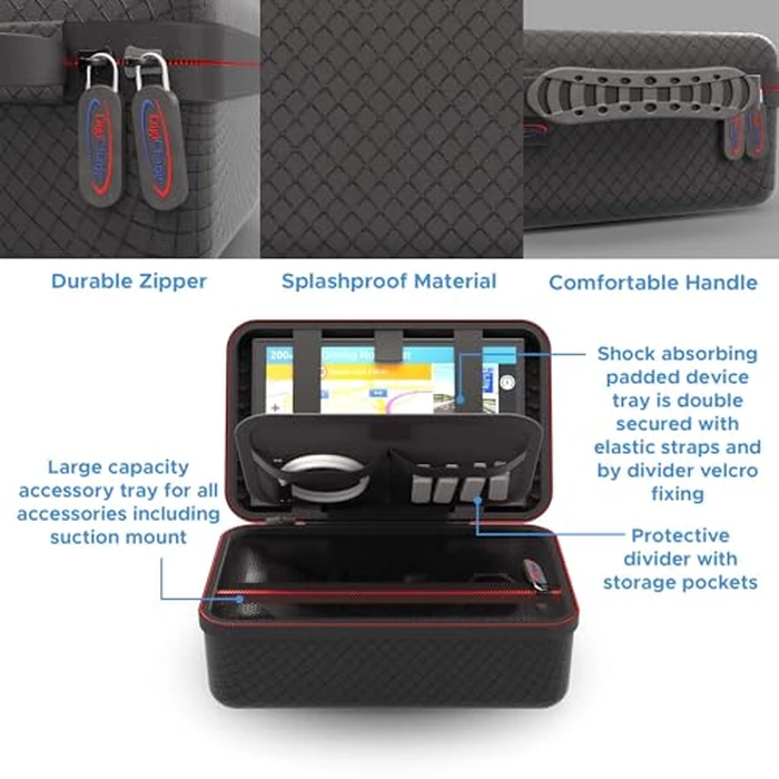 Digicharge Carry Case for 8'' GPS Garmin Drivesmart 86, RV 895, RV 890, Dezl OTR810, Dezl OTR800 8 Inch GPS Case with Storage for All Accessories Inc. Suction Mount by DigiCharge - Image 3