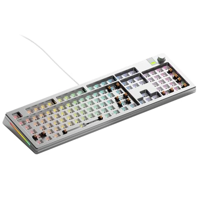Glorious Gaming - GMMK 3 PRO Barebones Custom Keyboard Kit w/Knob, Custom Modular Aluminum Body & Gasket System, Hotswappable 100% Keyboard, Sound Dampening Foam, Aluminum Switch Plate ANSI (Silver) by GLORIOUS - Used - Like New condition - CA$210.15