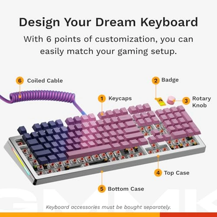 Glorious Gaming - GMMK 3 PRO Barebones Custom Keyboard Kit w/Knob, Custom Modular Aluminum Body & Gasket System, Hotswappable 100% Keyboard, Sound Dampening Foam, Aluminum Switch Plate ANSI (Silver) by GLORIOUS - Image 2