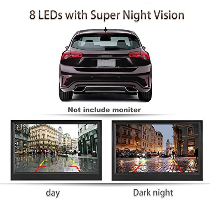 GLK License Plate Backup Camera HD Night Vision Rear View Camera with 8 LEDs 170 degrees Viewing Angle Waterproof Backup Rear Camera for Cars by GLK - Image 5