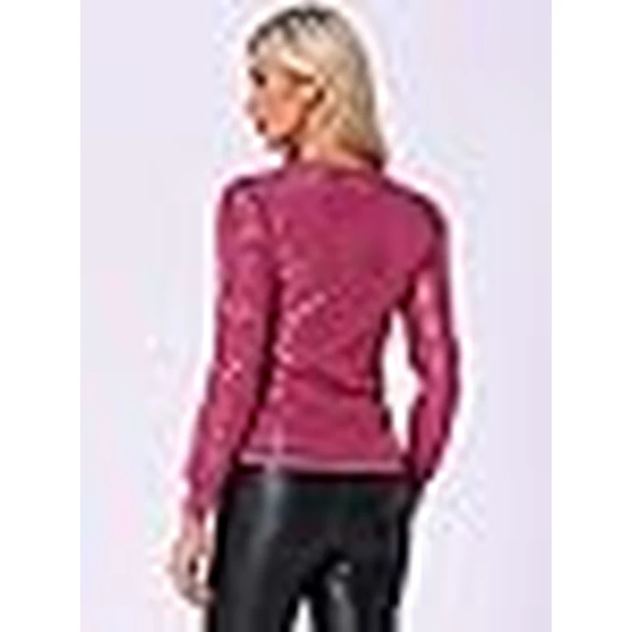 Allegra K Sparkly Sequin Top for Women's V Neck Party Metallic Blouse X-Small Hot Pink by Allegra K - Image 9