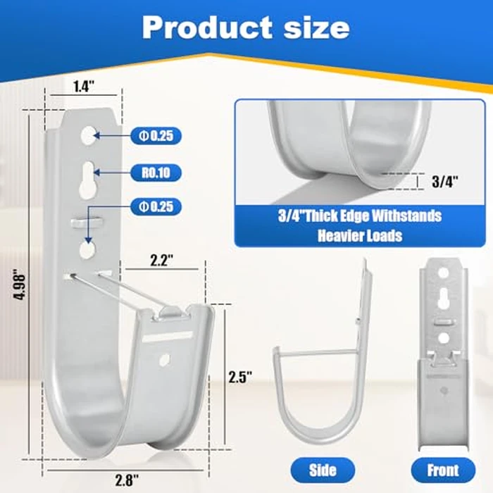 Podoy 2 Inch J Hooks for Cabling 100 Pack Cable Support Management Hook with Retainer Clips, Rust-Resistant Wall/Ceiling-Mount J Hooks for Hanging Data Center, Conduit & Network (Indoor/Outdoor) by Podoy - Image 2