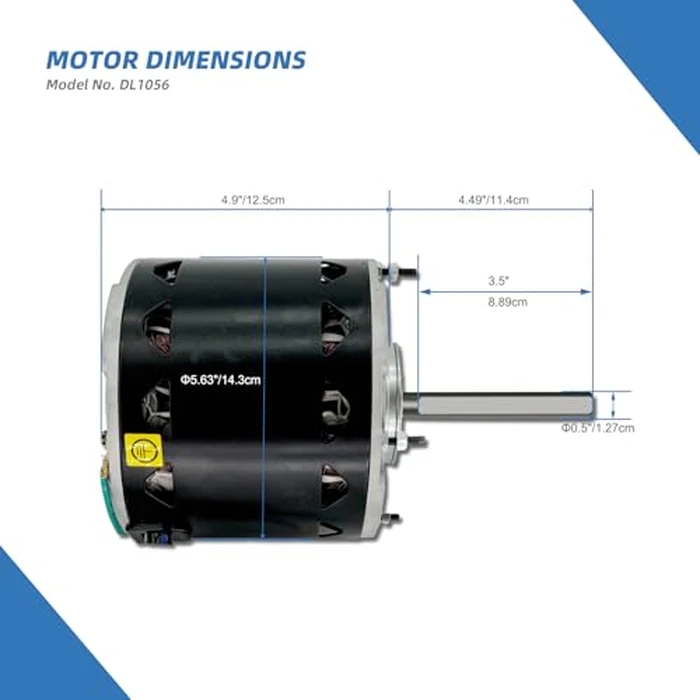 DL1056 Blower Fan Motor-1/2 HP, 1075 RPM, 3 Speed, 115 V, Compatible with A.O. Smith 1056, Fasco D701, Embraco E205, GE 3587, Marathon X004, Universal Electric 531, Rotom R43587 48 Frame Leungoo by LEUNGOO - Image 4