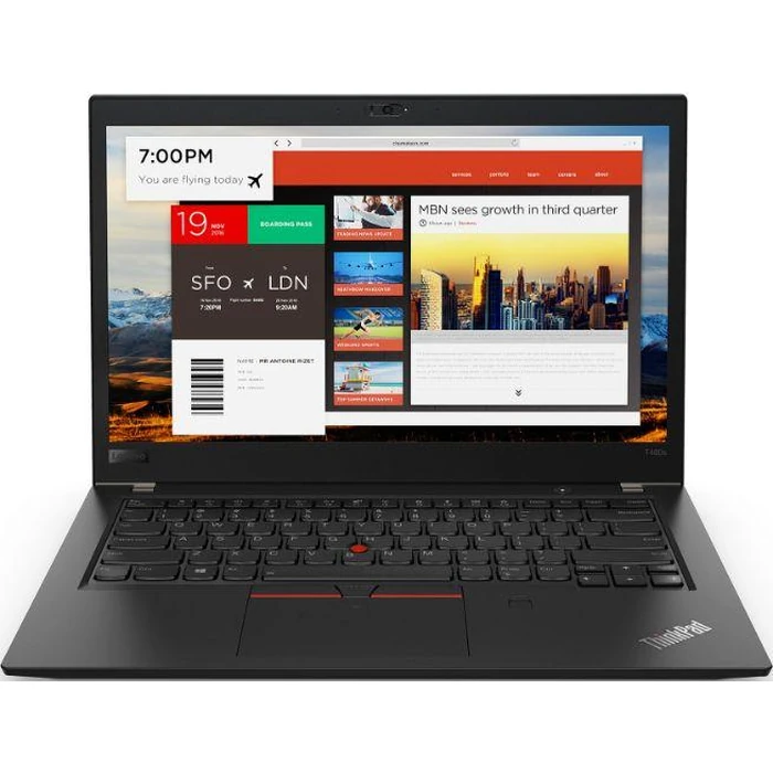 Lenovo ThinkPad T480s Laptop 14" - Black - Intel Core i7-8650U 1.9GHz - 16GB RAM - 256GB by Lenovo - Image 1