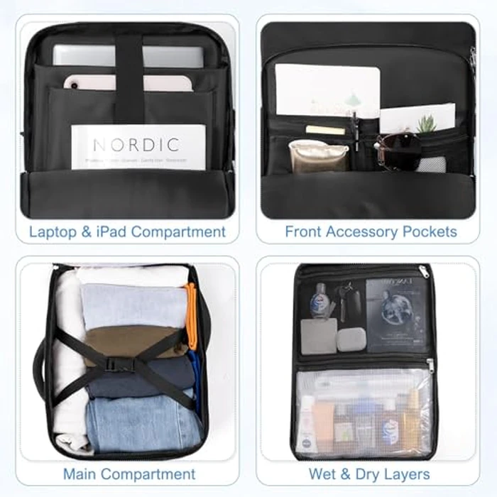 Sinaliy Travel Backpack for Men Women, Personal Item Travel Bag with Multi-Pockets, Airline Approved Carry on Backpack Fits 16inch Laptop, Waterproof Casual Backpack for College,Travel, Work by Sinaliy - Image 7