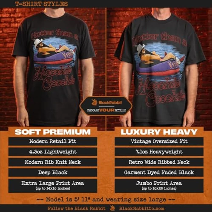 Hotter Than A Hoochie Coochie Shirt Chattahoochee 90s Country Retro Vintage Unisex Classic T-Shirt (Soft Premium Tee - Black, Small) by Black Rabbit - Image 2