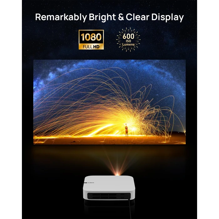 XGIMI Elfin Mini Projector, Ultra Compact 1080P Portable Projector 4K Input Supported for Movies & Gaming, Android TV 10.0, 600 ISO Lumens, HDR 10, Harman Kardon Speakers, Auto Keystone, Auto Focus by XGIMI - Image 3