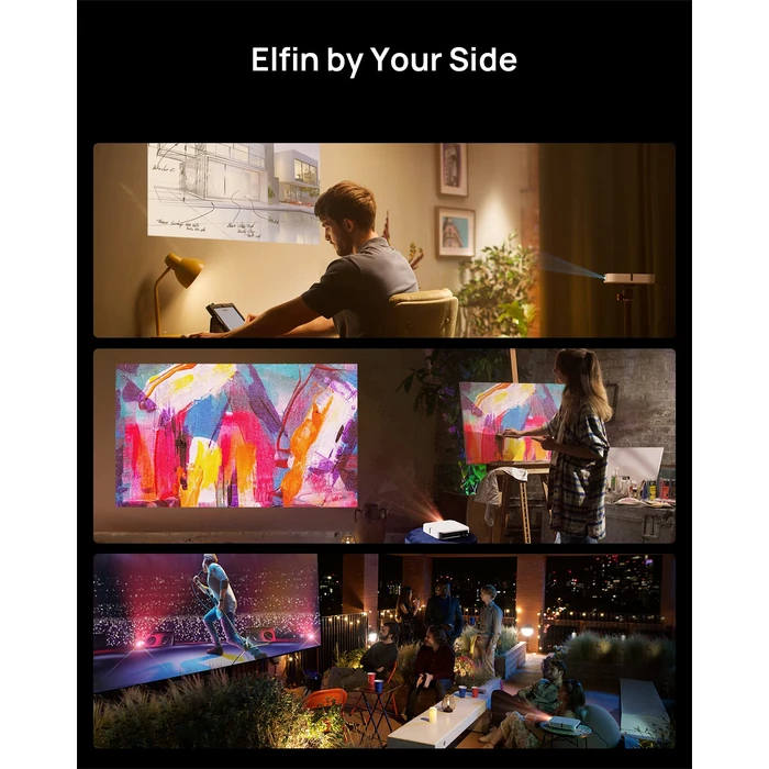 XGIMI Elfin Mini Projector, Ultra Compact 1080P Portable Projector 4K Input Supported for Movies & Gaming, Android TV 10.0, 600 ISO Lumens, HDR 10, Harman Kardon Speakers, Auto Keystone, Auto Focus by XGIMI - Image 6