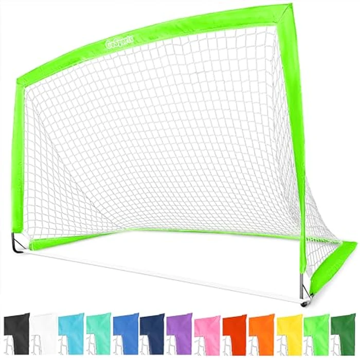 GoSports Team Tone 6 ft x 4 ft Portable Soccer Goal for Kids - Pop Up Net for Backyard - Bright Green by GoSports - Image 1
